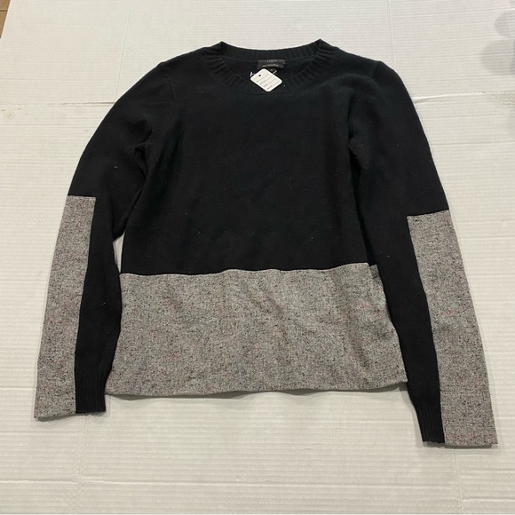 J Crew Cashmere Blend and Tweed Pullover Sweater Women's Small Gray Black 04035 - Picture 1 of 5
